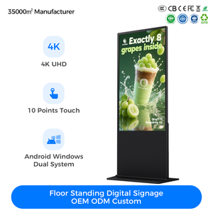 Pantalla Digital Publicitaria de 75 Pulgadas 4K UHD con Soporte de Piso, Pantalla Táctil de 10 Puntos, Sistema Dual Android Windows, para Interiores - Product Image 1