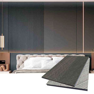 แผ่นไม้ระแนงลายก้างปลา WPC ขนาด2440*1220มม. แผ่นไม้กันเสียงแผ่นผนังสีน้ำตาลเข้มและสีเทาดีไซน์สำนักงาน - Product Image 1