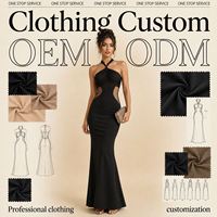 Robe longue sirène élégante noire à col halter et découpes pour soirées et fêtes, avec service de fabrication OEM ODM sur mesure