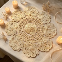 En stock – Grande applique florale vintage en dentelle, motif spirale de roses circulaire de 32 cm, pour robe de mariée et napperon