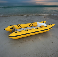 Bateau Catamaran Gonflable de 14 pieds, Bateau Gonflable pour 6 Personnes, Mini Bateau Catamaran