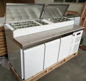 De acero inoxidable comercial <span class=keywords><strong>Pizza</strong></span> refrigerador enfriador con tapa de mármol - Product Image 1