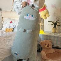 Coussin en peluche chat long Kawaii, oreiller doux en forme de dessin animé, coussin de corps en peluche chat pour la chambre et la décoration intérieure
