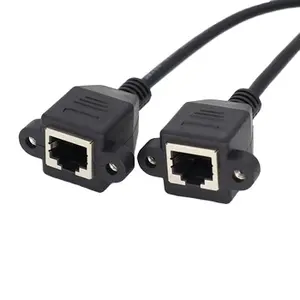 RJ45 Cat6 Female to Female 8P8C RJ45 Panel Mount Screw LAN Ethernet Network Extension Cable