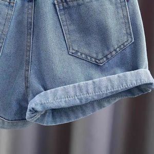 Nuovi <span class=keywords><strong>Shorts</strong></span> in Denim con Motivo a Cuore per Bambine, Estivi, Ecologici, con Vita Media Elasticizzata, Casual - Product Image 3