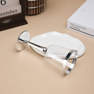 <span class=keywords><strong>Verre</strong></span> à vin en <span class=keywords><strong>plastique</strong></span> PS en trois parties, réutilisable, sans BPA, écologique, couleur personnalisée, double bordure dorée, base pour vaisselle élégante - Product Image 4