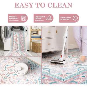 Nouveauté : Tapis de cuisine et de salle de bain antidérapants en fausse laine rose 3x5, résistants aux taches, doux, à motif floral vintage, à poils courts, pour chambre d'enfant - Product Image 3