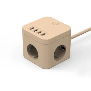 Fashionable Design Power Strip Cube Socket with 4 USB Ports Germany Outlet Extension Cord