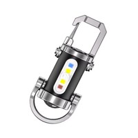 Senter Mini Gantungan Kunci Dual Lighting Baru Lampu Peringatan Merah Biru 7 Mode Pencahayaan USB Isi Ulang Lampu ABS IP65 Tipe-C USB LED
