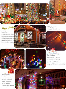 Cadena de luces de hadas <span class=keywords><strong>LED</strong></span> blancas cálidas con energía Solar al aire libre Navidad jardín fiesta cortina decorativa IP44 cadena impermeable - Product Image 5