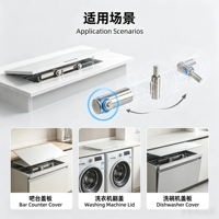 Charnières à amortisseur à fermeture douce en acier inoxydable 1012D pour couvercles de bar de cuisine et de lave-vaisselle, direct usine