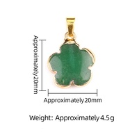 Liontin Batu Semi Mulia Berlapis Emas 2071-20mm, Kristal Agate Berbentuk Bunga Lima Kelopak, Diukir dengan Pengasahan & Pemolesan, Grosir