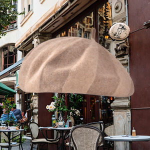 100% Wool <b>Felt</b> Beret <b>Hat</b> Embossed Design Breathable 56-58cm Head Circumference Custom for <b>Women</b> Adults-Wholesale Winter - Product Image 3