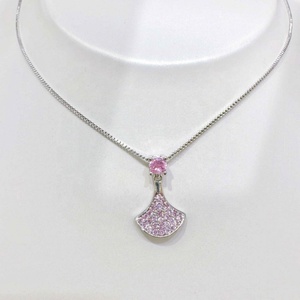 Collar con colgante en forma de abanico de plata 925, delicado, para novia, con circonita cúbica, chapado en oro de 18k, elegante, para mujer. - Product Image 3