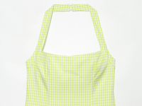 Robe mini décontractée d'été pour femme, motif écossais vert, dos évidé, fermeture éclair, style licou