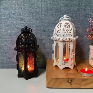 Bougeoir en métal et verre, lanterne à bougie marocaine rétro avec verre pour la décoration de la salle de <span class=keywords><strong>massage</strong></span> de la bougie aromatique - Product Image 5