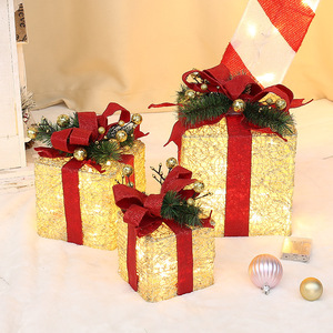 Baiyang Crafts 8 Inch <b>Christmas</b> Gift <b>Box</b> Set With Glowing Light Window Display Decorations Props - Product Image 3