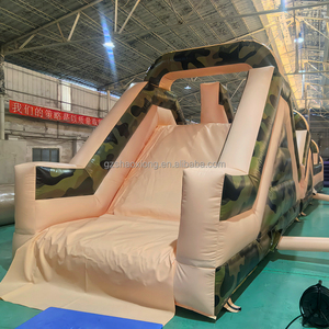 Parc d'attractions gonflable, jeux sportifs, jeux commerciaux pour enfants et adultes, parcours d'obstacles gonflable camouflage en plein air avec toboggan - Product Image 3