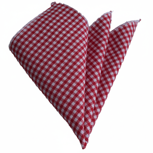 <b>Red</b> and White <b>Gingham</b> Neckerchief for Men's Suit Jackets - Product Image 2