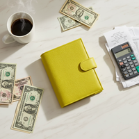 Organiseur A6 en cuir rigide à 6 anneaux avec fentes pour cartes, pochette zippée, anneaux métalliques, journal pour usage quotidien, cadeau
