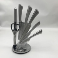 Ensemble de couteaux de chef multifonctionnels professionnels en acier inoxydable à manche creux, 8 pièces, avec bloc en acrylique