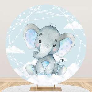 Piccolo elefante <span class=keywords><strong>sfondo</strong></span> rotondo Spandex In Stock per bambini ritratto nuvole scintillano luci blu <span class=keywords><strong>sfondo</strong></span> fotografico - Product Image 1
