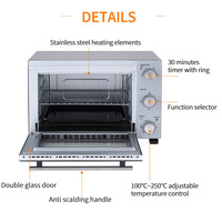 Four à convection électrique en métal, très vendu, avec dissipation de chaleur multifacettes, panneau frontal froid au toucher, haute qualité, 35L