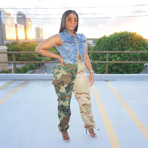 Abbigliamento <span class=keywords><strong>donna</strong></span> autunno 2025 con cuciture bicolore pantaloni e pantaloni <span class=keywords><strong>Cargo</strong></span> da <span class=keywords><strong>donna</strong></span> - Product Image 2