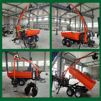 Remorque basculante robuste pour ATV, capacité 2 tonnes, modèle TTPT34, 3,4 m, avec grue pour bois et grumes
