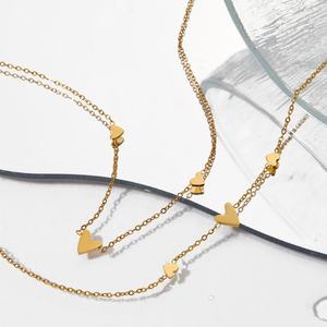 Colliers pendentifs en acier inoxydable plaqué or PVD 18 carats, forme cœur, anti-ternissement, bijoux fantaisie personnalisés en gros pour femmes - Product Image 3