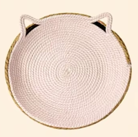 Lit pour chat en rotin tressé et corde de coton, matelas rond toutes saisons, griffoir, tapis de repos rafraîchissant lavable, pour affûter les griffes