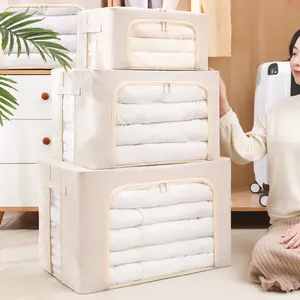Custom Foldable Travel Blankets Sundries Organizer Bin Household Clothing Polyester Cotton Organizer Bag