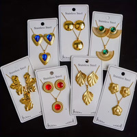 Nouvel Ensemble de Bijoux Géométriques MW Tendance en Acier Inoxydable Plaqué Or 18K pour Femme, Collier et Boucles d'Oreilles Personnalisés