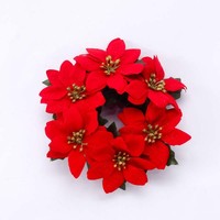 Guirlande de fleurs artificielles de Noël classique rouge en plastique de 19 cm, décoration suspendue pour cheminée intérieure et extérieure
