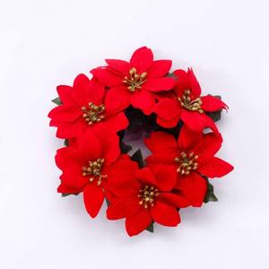 Guirnalda de Flores Navideñas Artificiales de Plástico Clásico Rojo de 19 cm, Decoración <span class=keywords><strong>Colgante</strong></span> para Interiores y Exteriores, <span class=keywords><strong>Chimenea</strong></span> - Product Image 1
