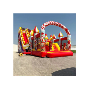 Château gonflable de saut commercial extérieur de partie d'enfants avec le parcours d'obstacles gonflable de <span class=keywords><strong>cirque</strong></span> de toboggan - Product Image 1