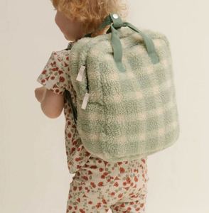Custom Size Logo Soft Boucle Check Teddy Fabric Kid Children <b>Backpack</b> Fleece Sherpa Kids <b>Mini</b> <b>Backpack</b> - Product Image 4