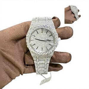 Nuevo Reloj de Pulsera de Acero Inoxidable con Esfera Redonda de Moissanita y Diamantes, Estilo Clásico, Cronógrafo, con Fecha, para Hombre, en Oro Amarillo - Product Image 1