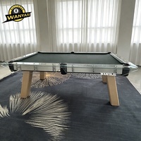 Tables de billard modernes personnalisables de haute qualité en verre transparent, acier inoxydable, cristal et acrylique, 7, 8 et 9 pieds, style américain