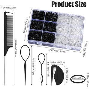 BELLEWORLD - Juego Completo de Herramientas y Materiales para Peinar el Cabello, Bandas Elásticas de Colores para el Cabello, Peine de Salón, en Caja - Product Image 3