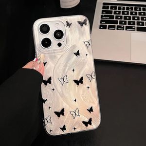เคสโทรศัพท์ที่เหมาะสำหรับ iPhone 17 Pro Max, เคสโทรศัพท์กันกระแทกและกันตกแบบเลเซอร์ระดับไฮเอนด์ ลายผีเสื้อสีดำ รูขนาดใหญ่ - Product Image 1