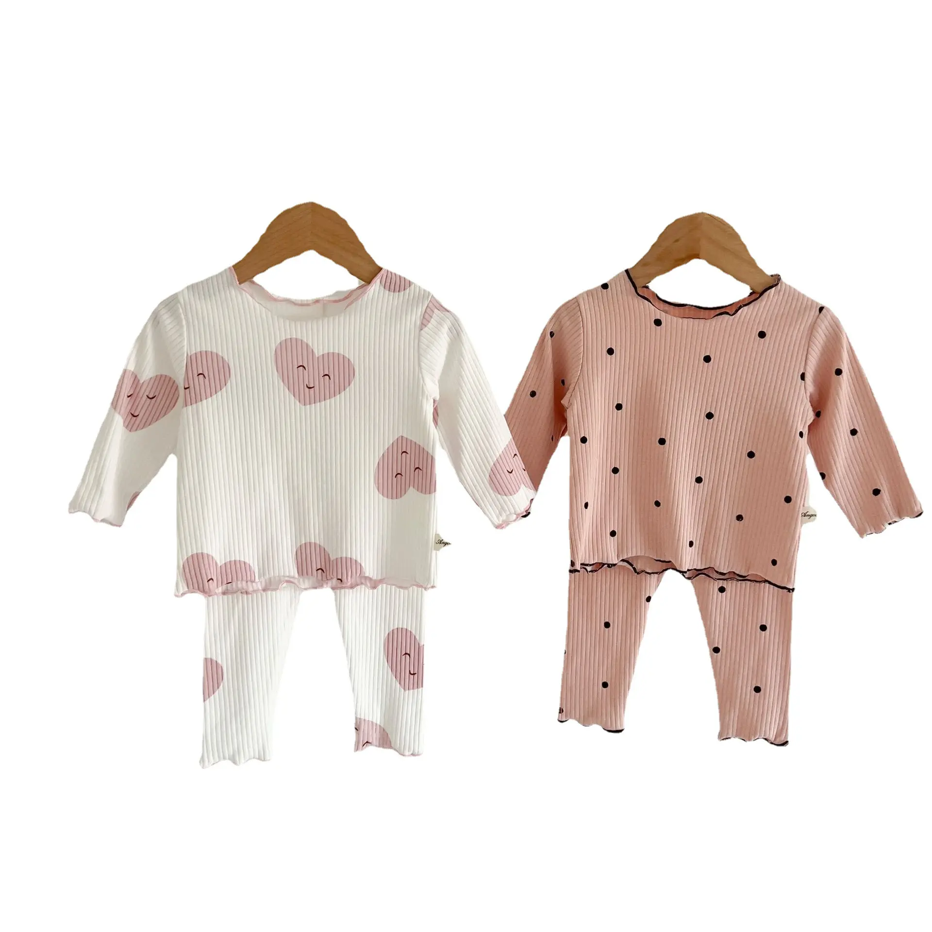Baifei Custom Soft Cotton Ribbed Newborn Baby Girl Pajamas Infant Kids Pajama Sleepwear Set Clothes Soft Baby Pajamas Set