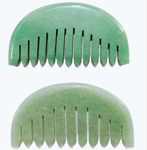 Peine de Piedra Natural de Aventurina Verde para Masaje Guasha y Cuidado de Belleza - Product Image 1