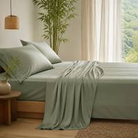Parure de lit en bambou certifiée Oeko-Tex 100% Lyocell de bambou 400T, 4 pièces, drap-housse tissé, ensemble de literie en bambou pour lit Queen et King