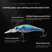 Leurre de pêche coulant en plastique de 6,5 cm/3,5 g, type crankbait, pour la pêche au bar et au brochet, avec hameçons triples