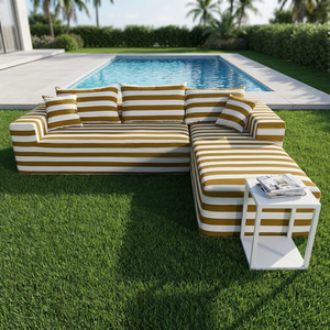Canapé Modulaire Extérieur Moderne Personnalisé à Rayures, en Mousse Compressée, Imperméable, pour <span class=keywords><strong>Salon</strong></span>, Balcon ou Salle <span class=keywords><strong>de</strong></span> Sport - Product Image 3