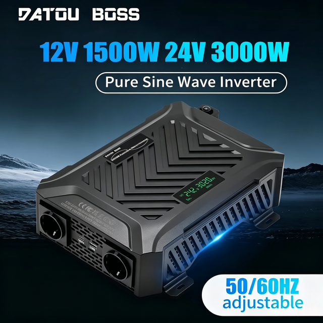 DATOU BOSS Pure Sine Wave Inverter 6000W DC 12V 24V to AC 220V 230V 240V Car Power Inverter with Digital Display Off Grid System