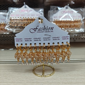时尚饰品恒轩设计师新款18k持久彩色锆石黄铜耳环批发 - Product Image 2