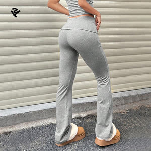 F240269 estampado gráfico personalizado adelgazamiento apretado de punto Flare Loungewear Legging cintura alta Sexy venta al por mayor Flare Yoga pantalones mujeres - Product Image 3