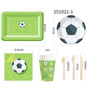 Juego de Vajilla Desechable DAMAI con Diseño Deportivo de Balón de Fútbol, Platos, Vasos y Servilletas de Papel para Fiestas Infantiles - Product Image 5